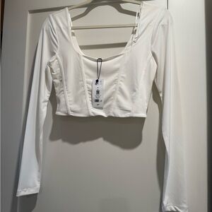 Dynamite White Long Sleeve Crop Top